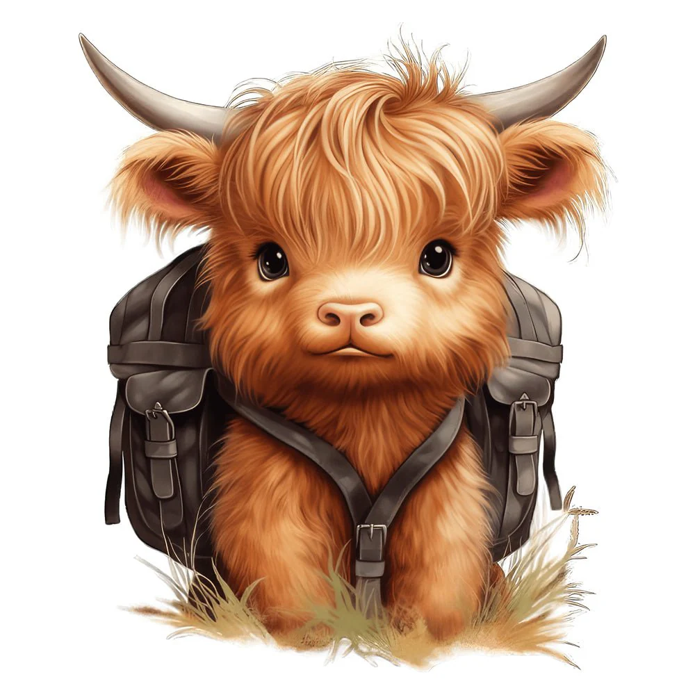 Cute Baby Highland Cows #1 Fabric Panel