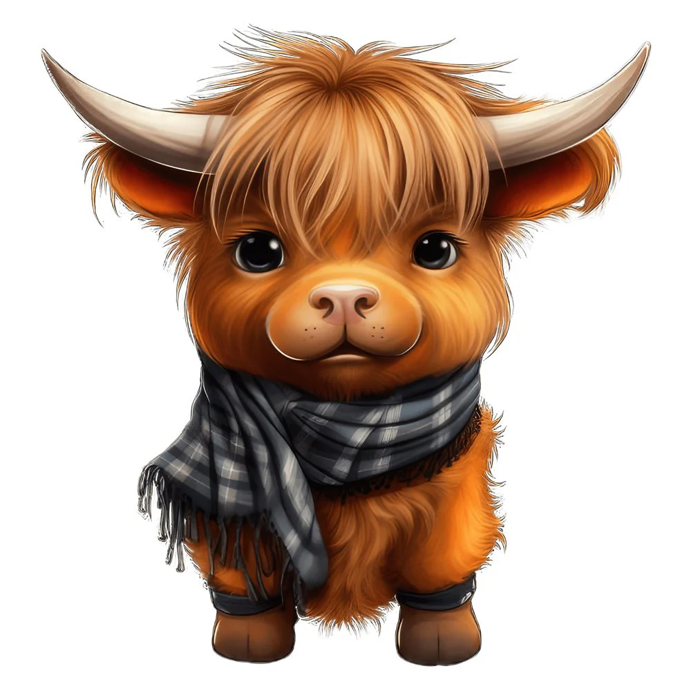 Cute Baby Highland Cows #15 Fabric Panel