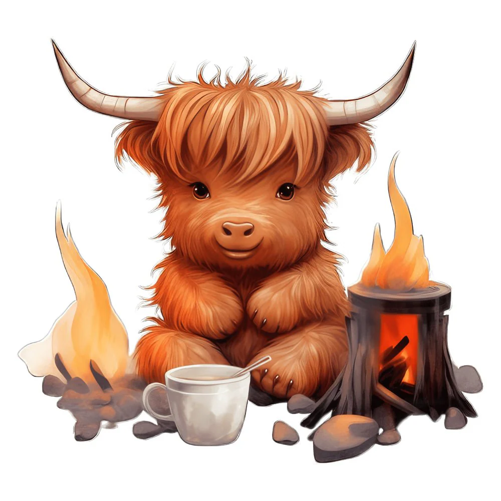 Cute Baby Highland Cows #3 Fabric Panel