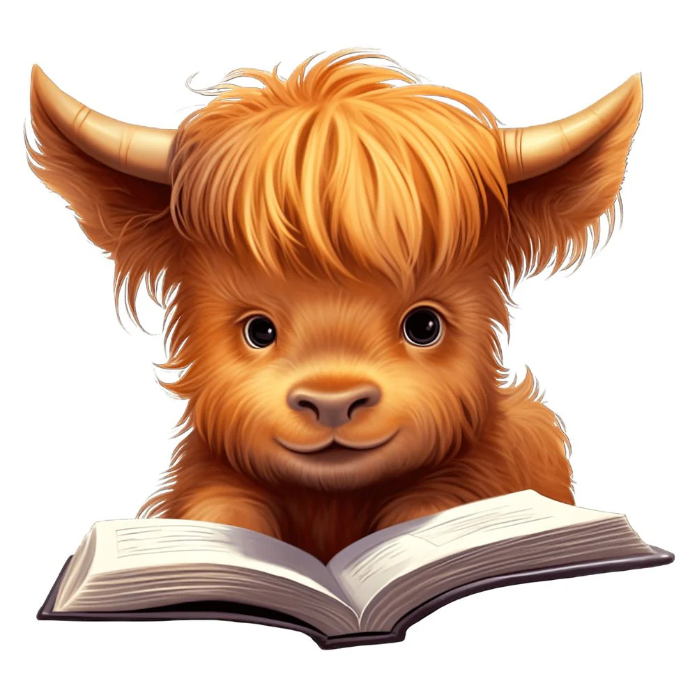 Cute Baby Highland Cows #5 Fabric Panel