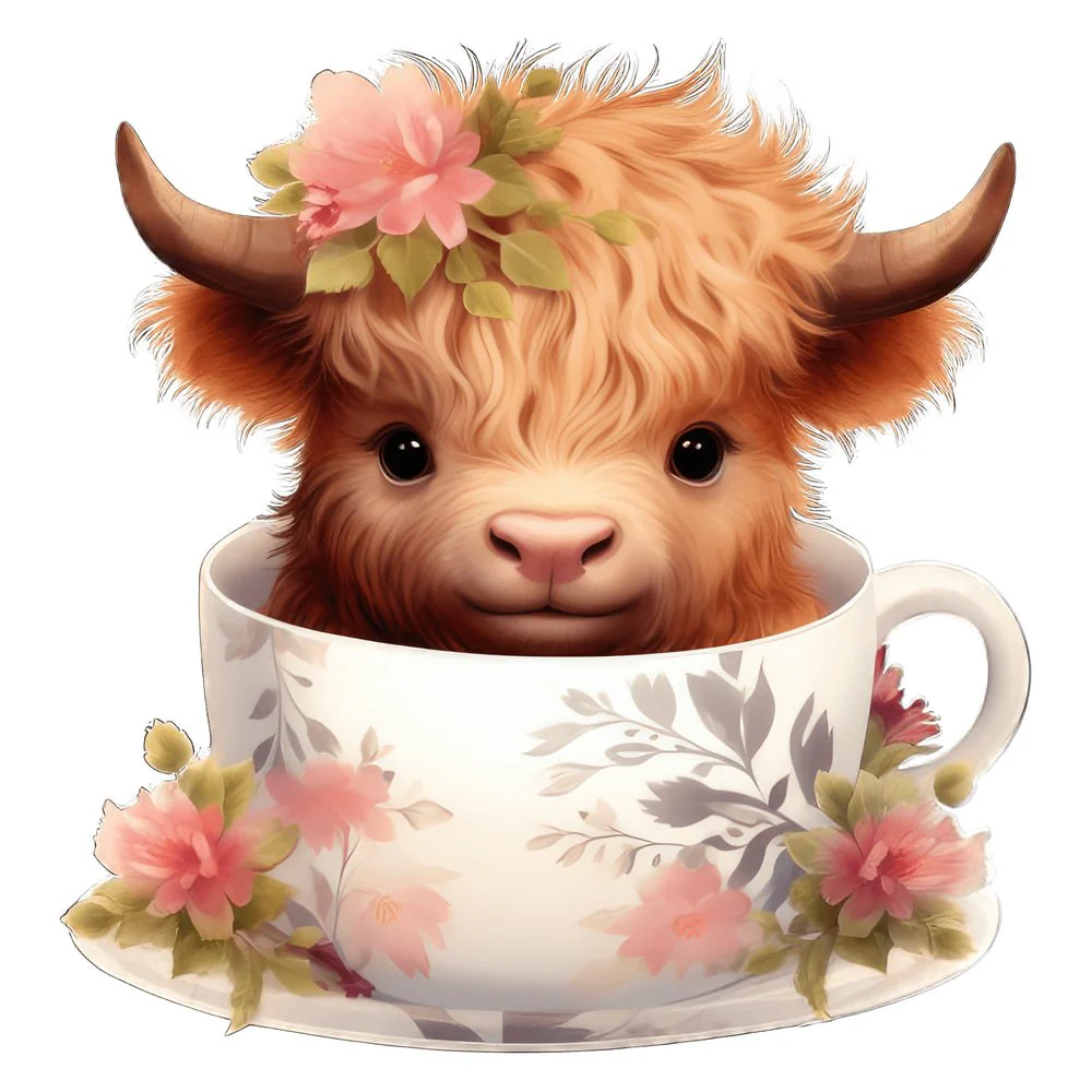Cute Baby Highland Cows #7 Fabric Panel