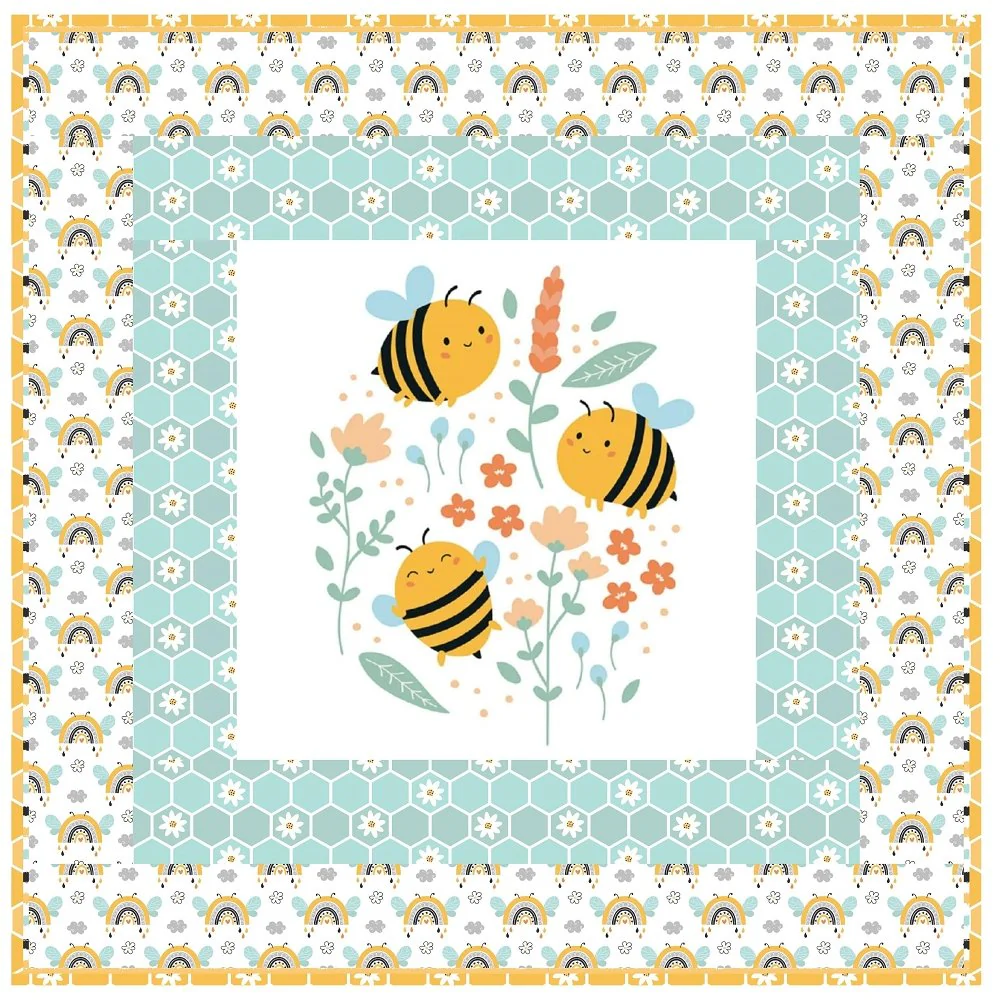 Cute Bees and Flowers Wall Hanging 42" x 42"