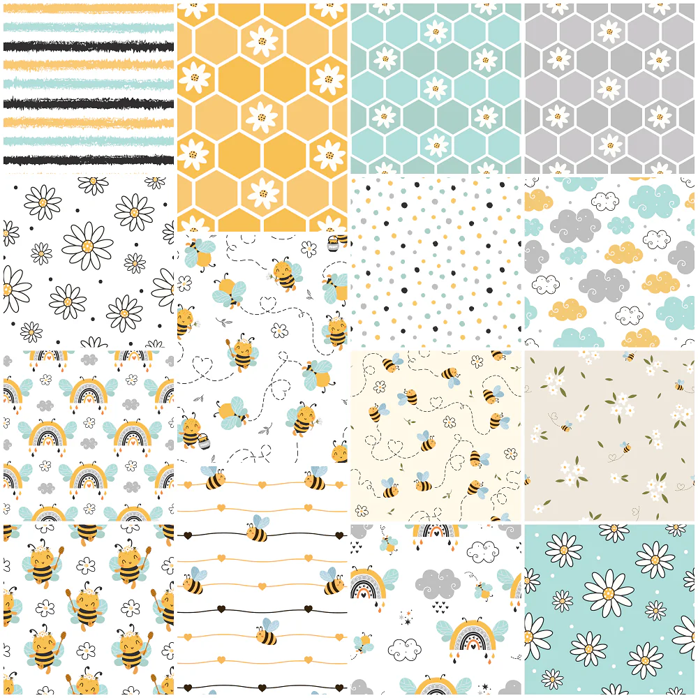 Cute Bees Fabric Collection - 1 Yard Bundle