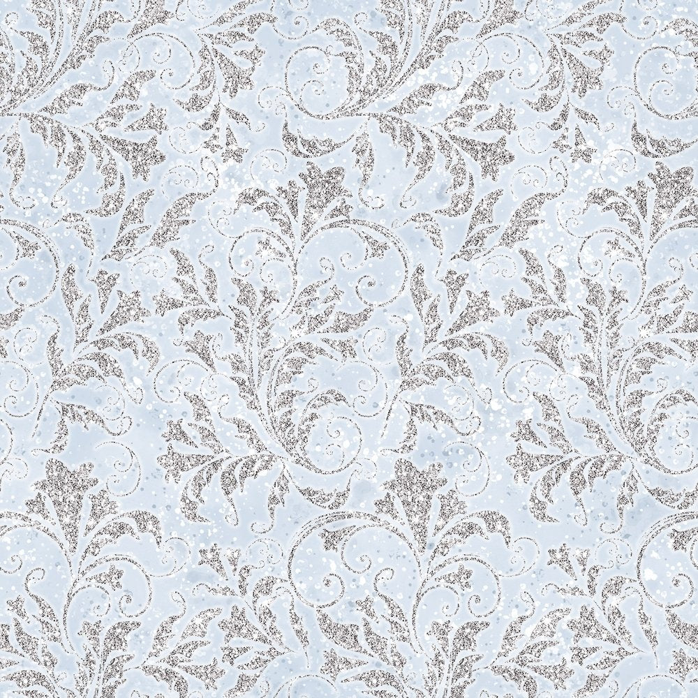 Cute Birds and Flowers Leaves Fabric - Blue