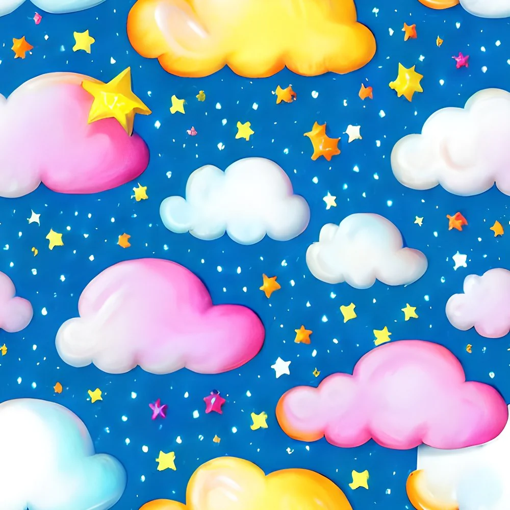 Cute Cartoon Clouds Fabric