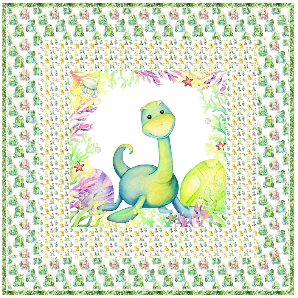 Cute Colorful Dinosaur Wall Hanging 42" x 42"