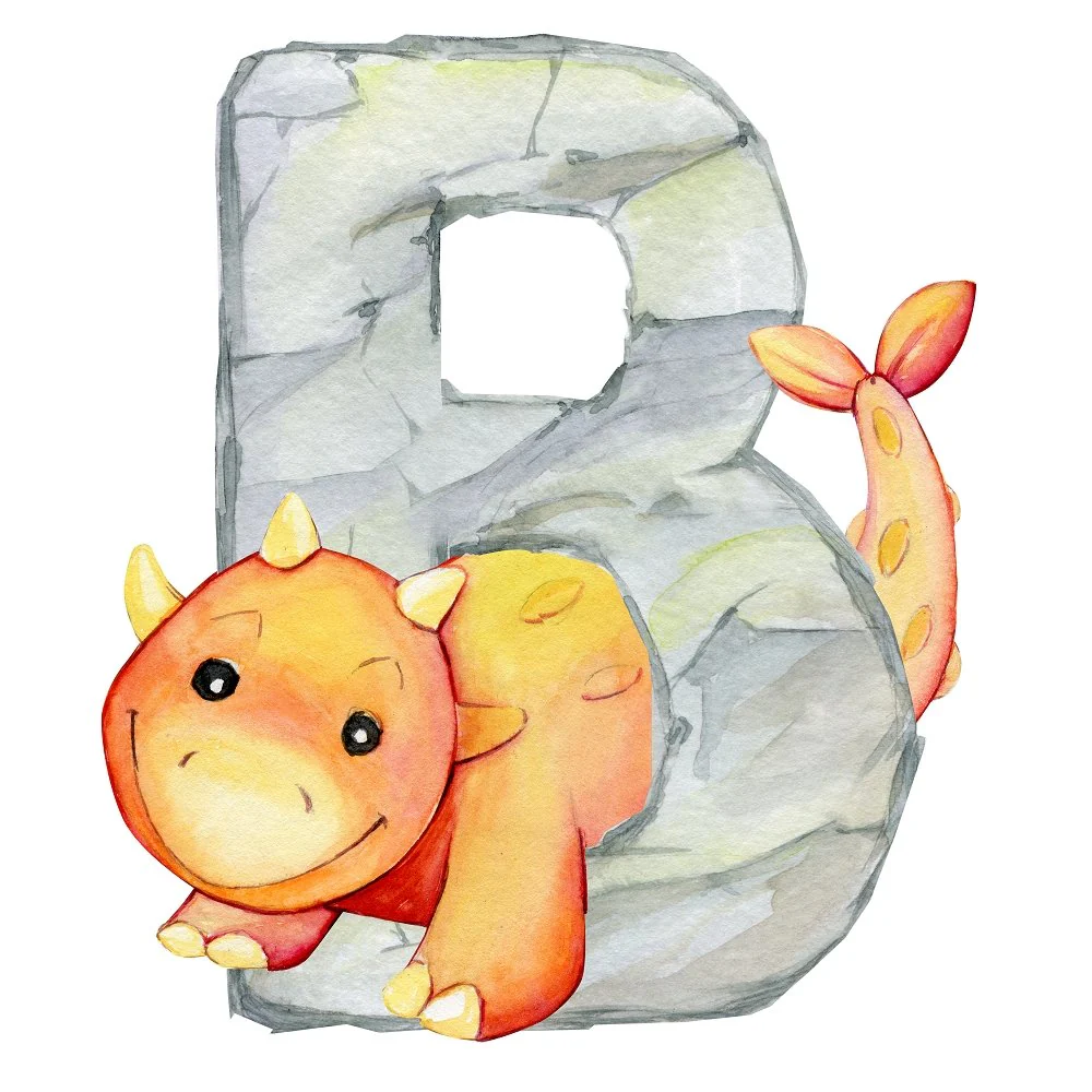 Cute Dinosaur "B" Fabric Panel