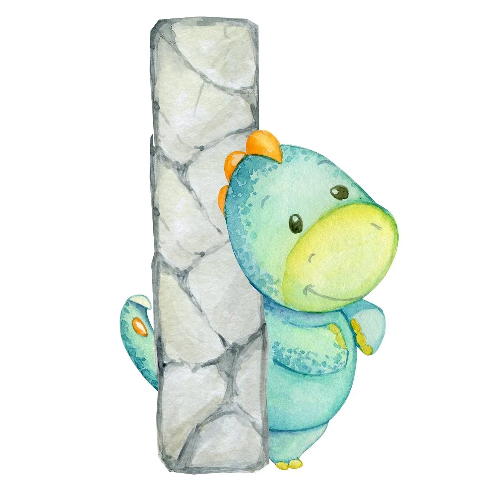 Cute Dinosaur "I" Fabric Panel