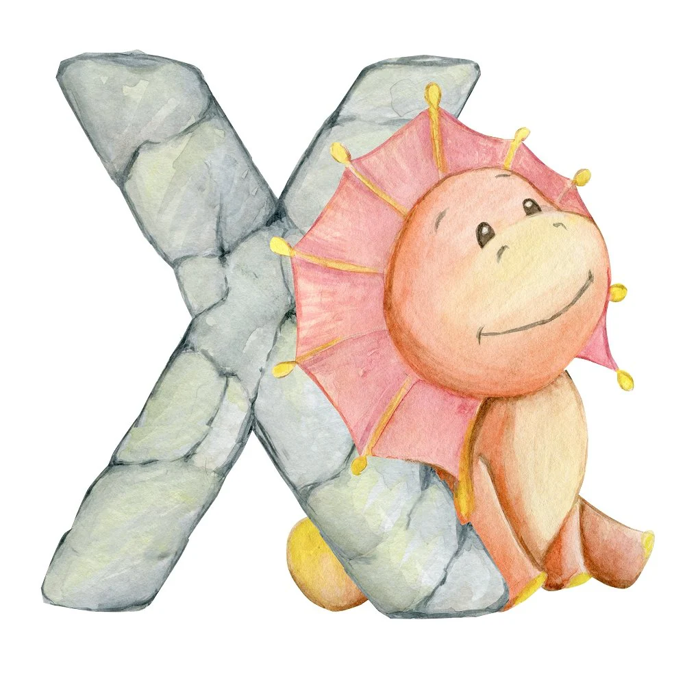Cute Dinosaur "X" Fabric Panel