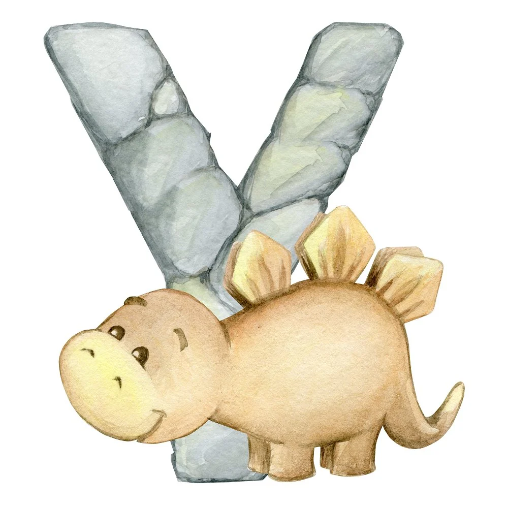 Cute Dinosaur "Y" Fabric Panel