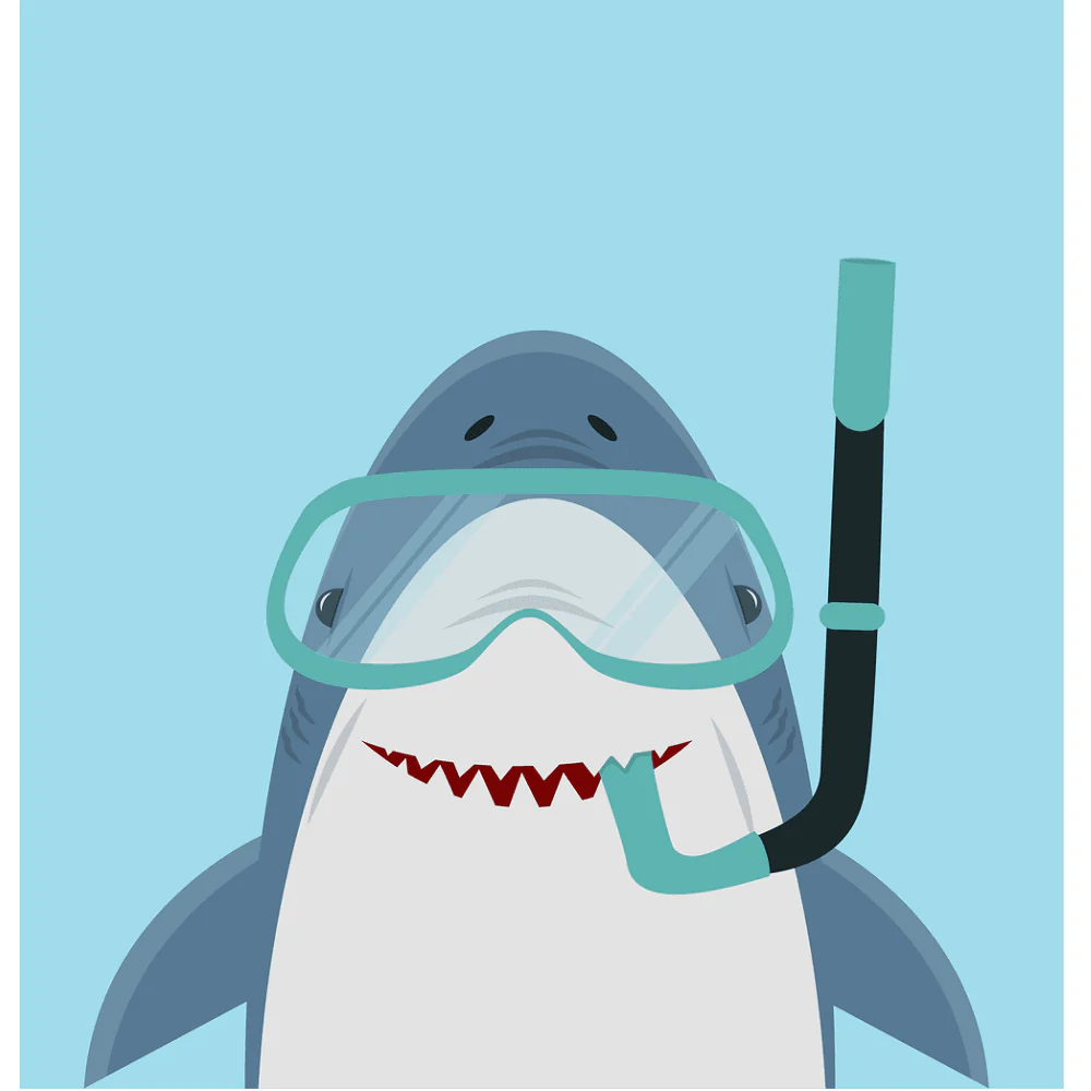 Cute Diving Shark Fabric Panel - 41"