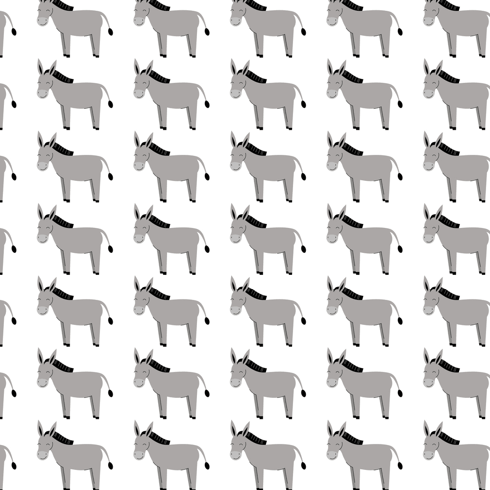 Cute Donkey Fabric - Gray