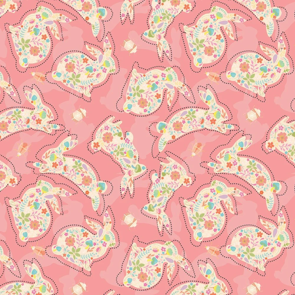 Cute Floral Bunny Fabric