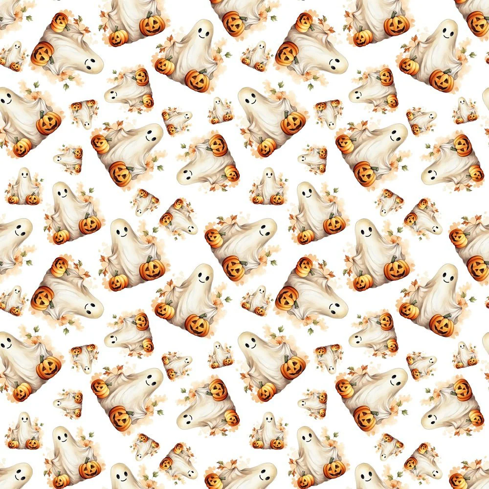 Cute Ghosts & Pumpkin Fabric