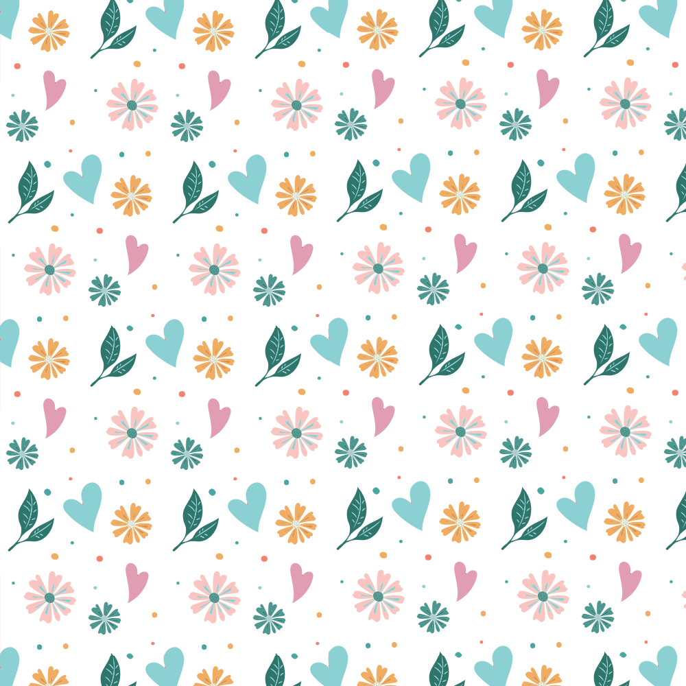 Cute Hearts & Florals Fabric