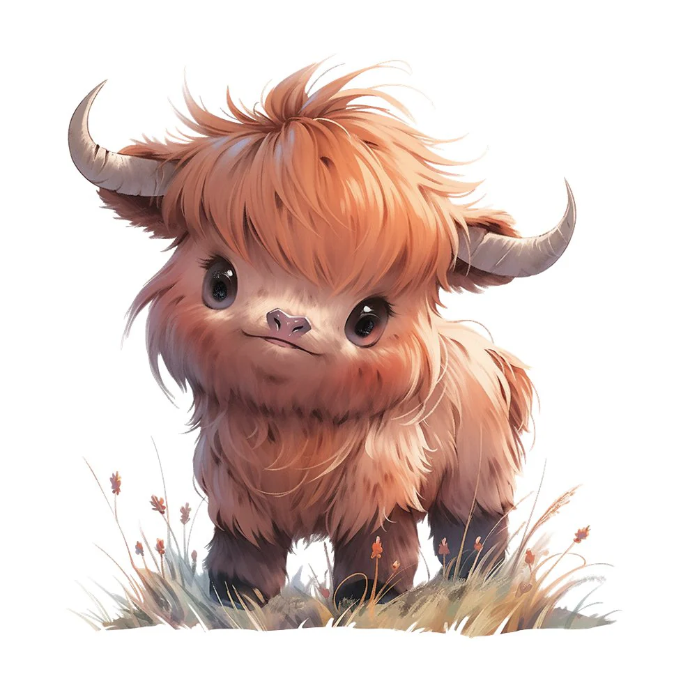 Cute Highland Cow #5 Fabric Panel