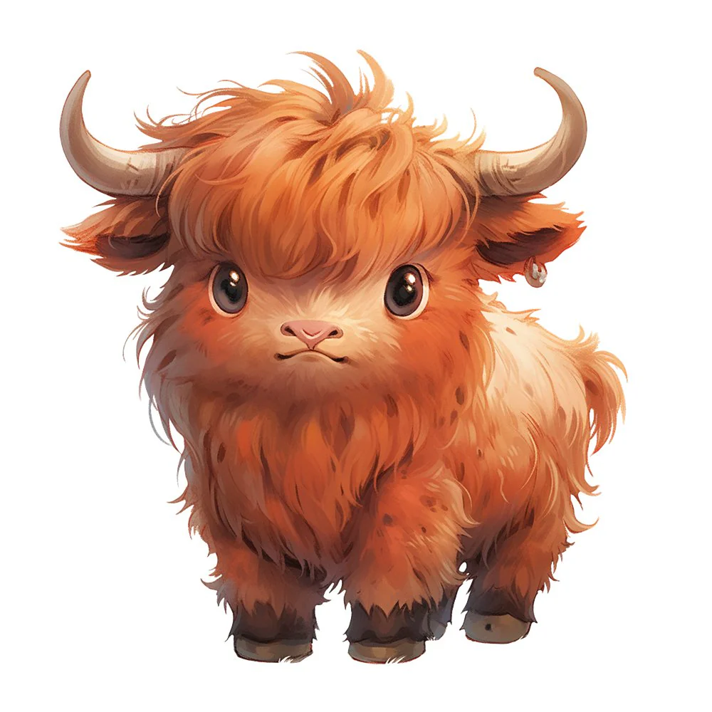 Cute Highland Cow #6 Fabric Panel