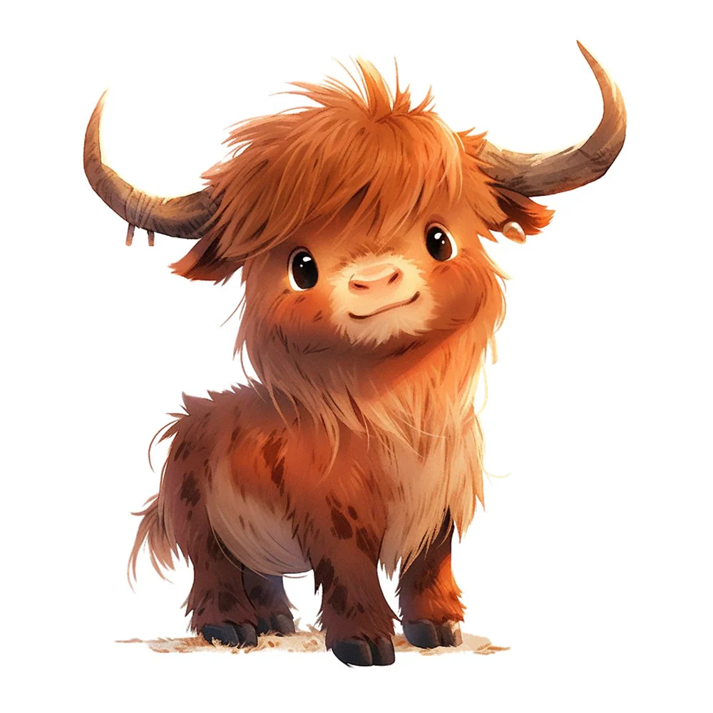 Cute Highland Cow #9 Fabric Panel