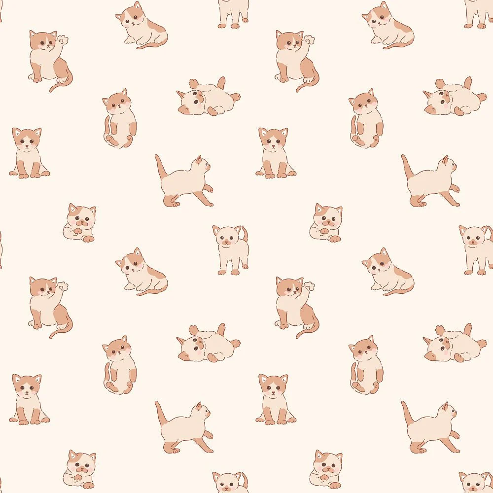 Cute Kittens & Floral Pattern #8 Fabric