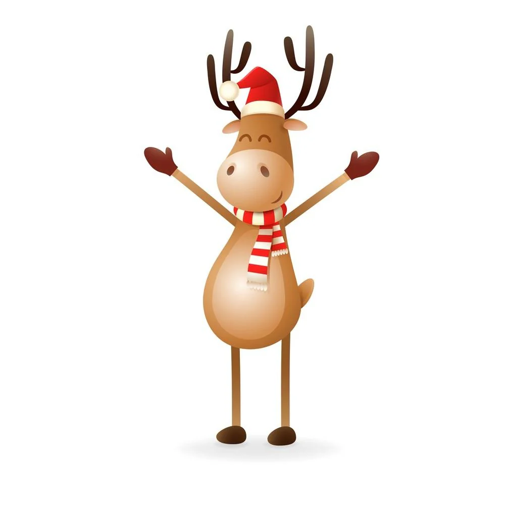 Cute Reindeer Hands In The Air Fabric Panel