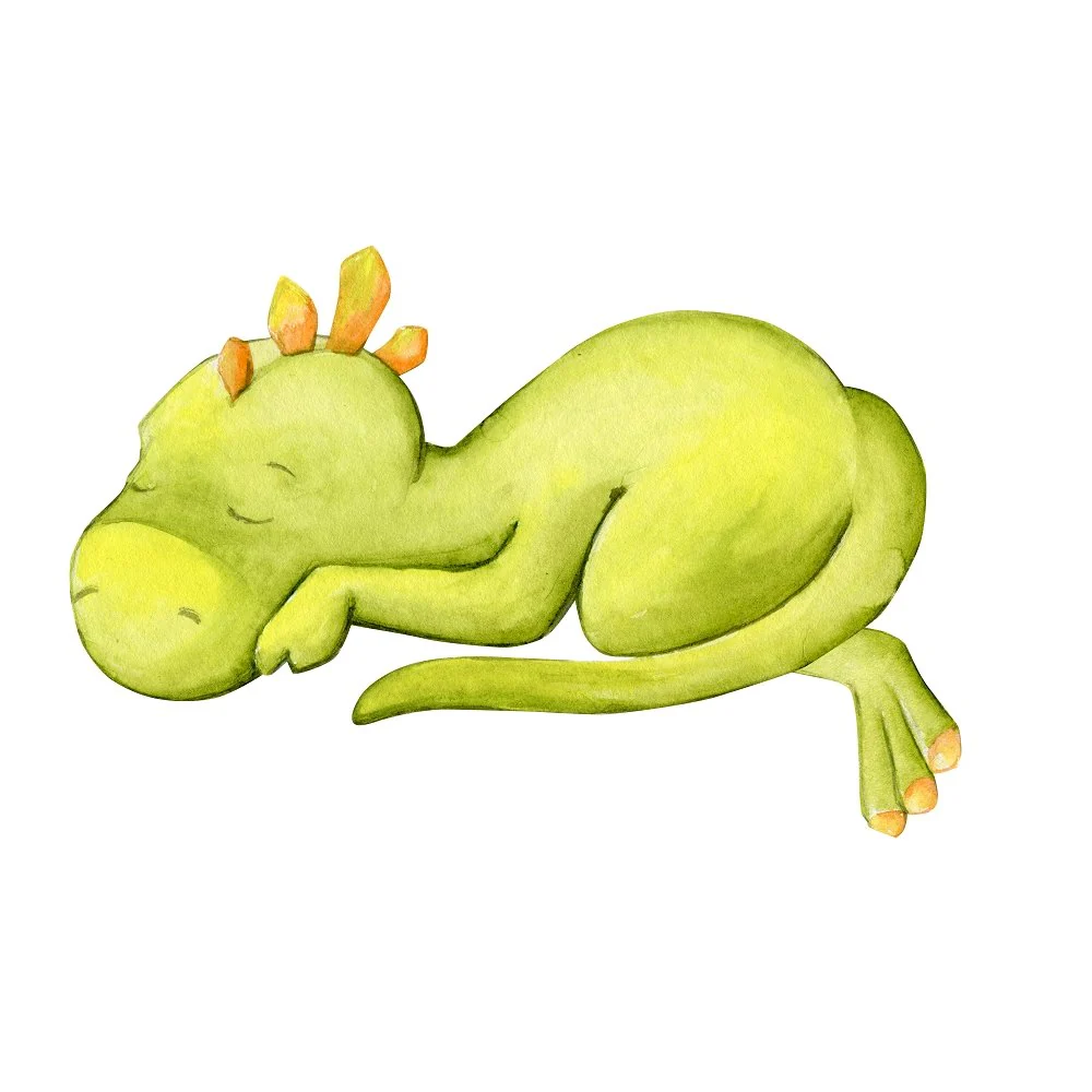Cute Sleeping Allosaurus Fabric Panel