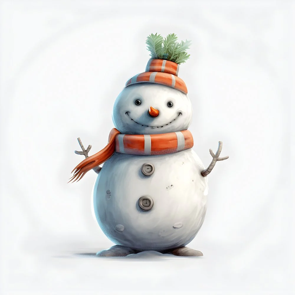 Cute Snowman #2 Fabric Panel