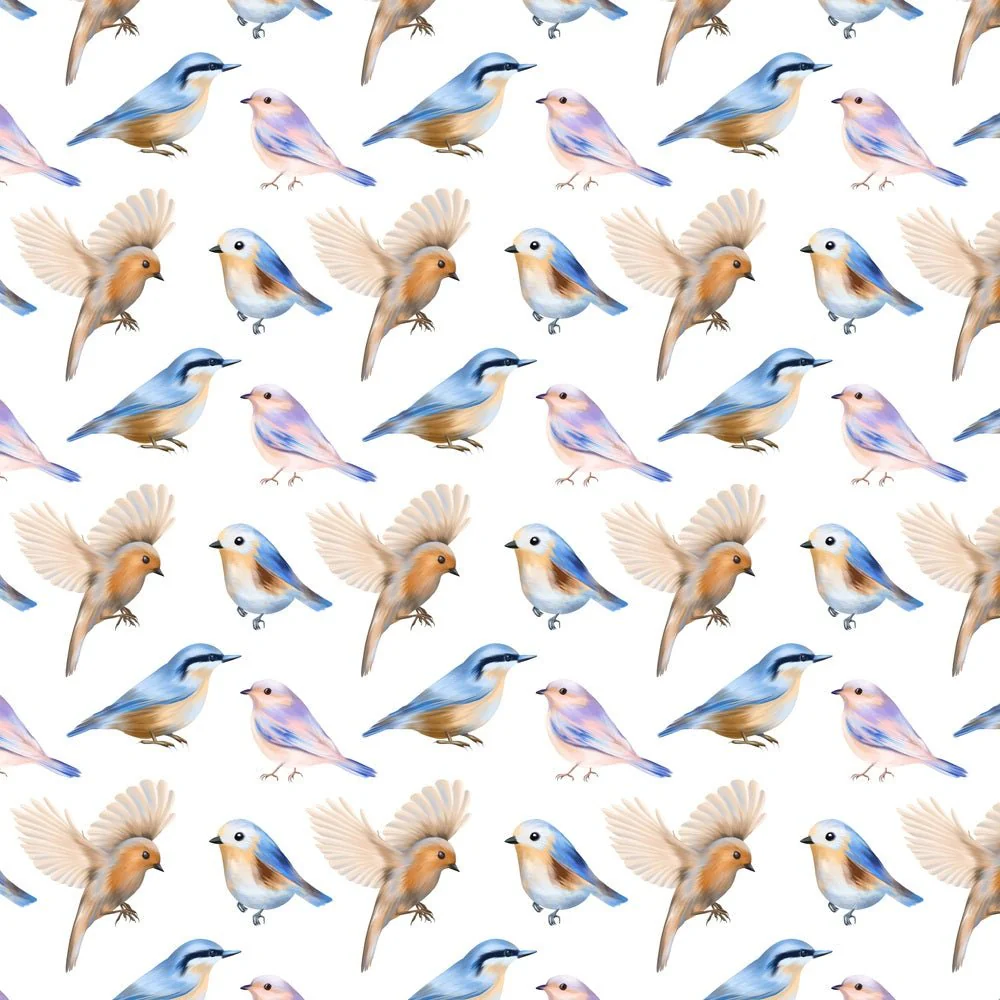 Cute Spring Birds Fabric