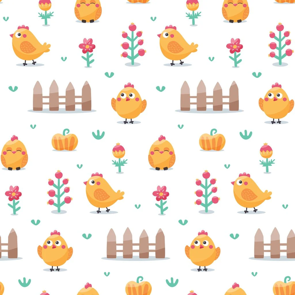 Cute Spring Chickens Fabric