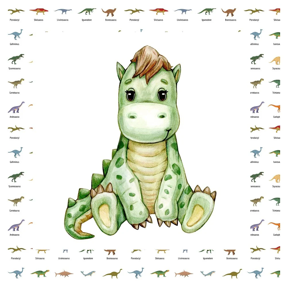 Cute Watercolor Dinosaur Pillow Panels
