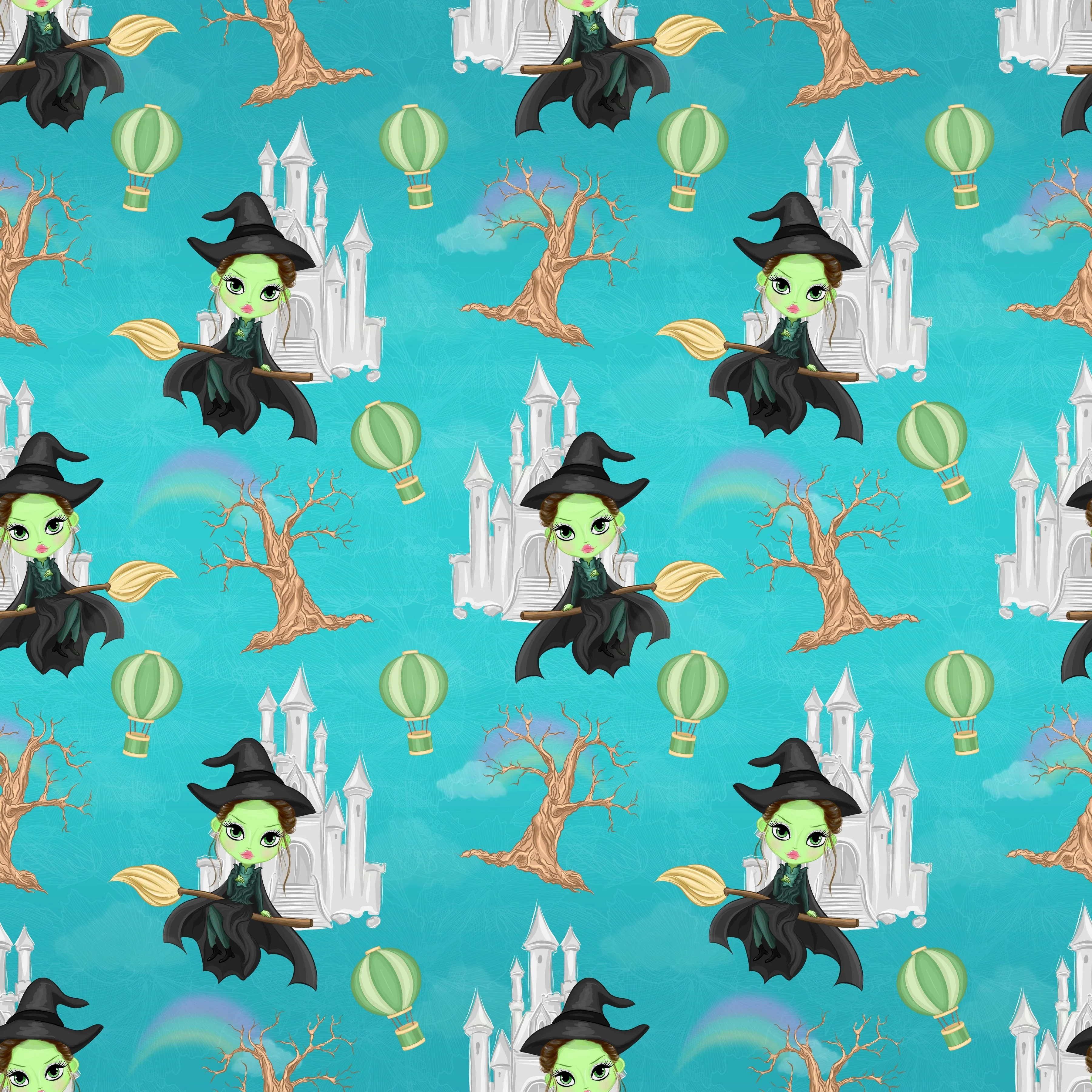 Cute Wizard of OZ Wicked Witch of the West Fabric - Blue