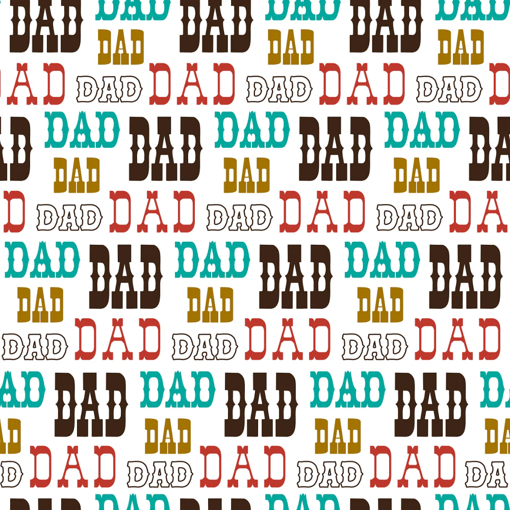 Dad Allover Font Fabric - White