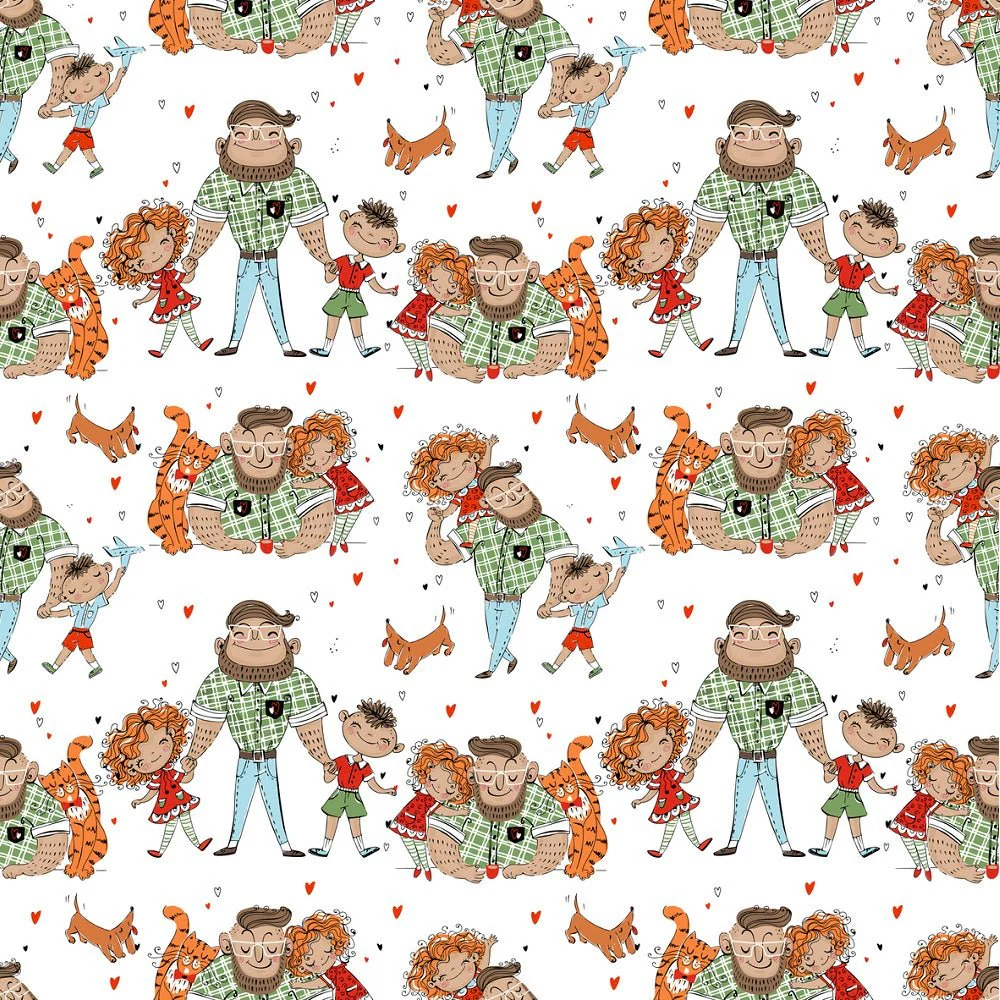 Dad with Kids Variation #1 Fabric