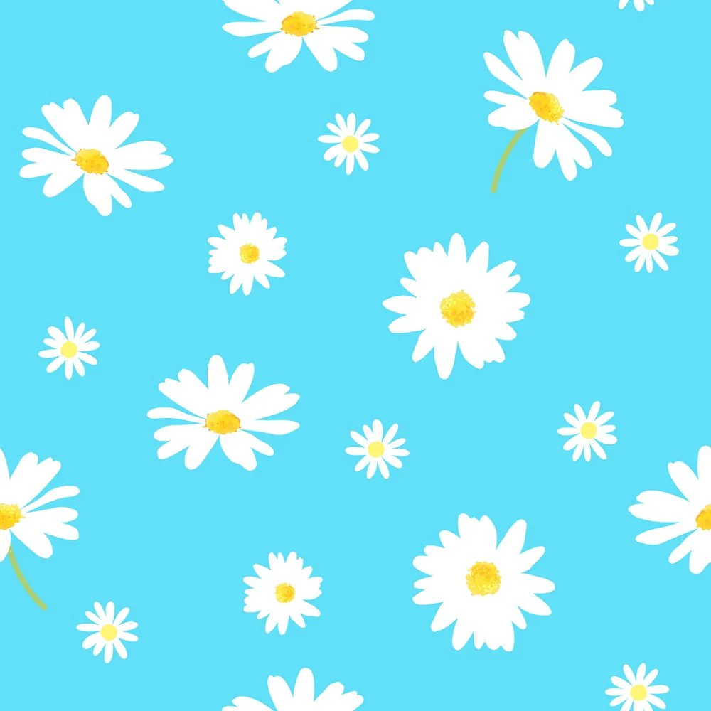 Daisy Flowers Fabric - Blue