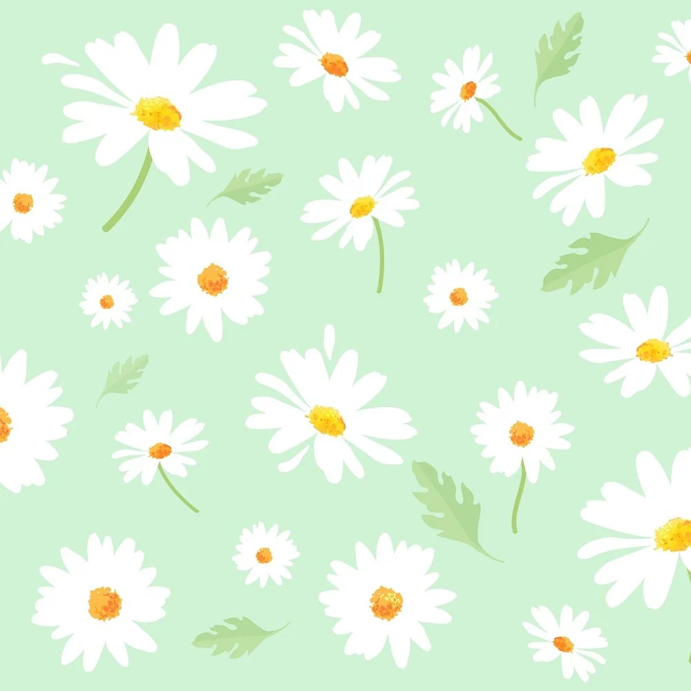 Daisy Flowers Fabric - Green