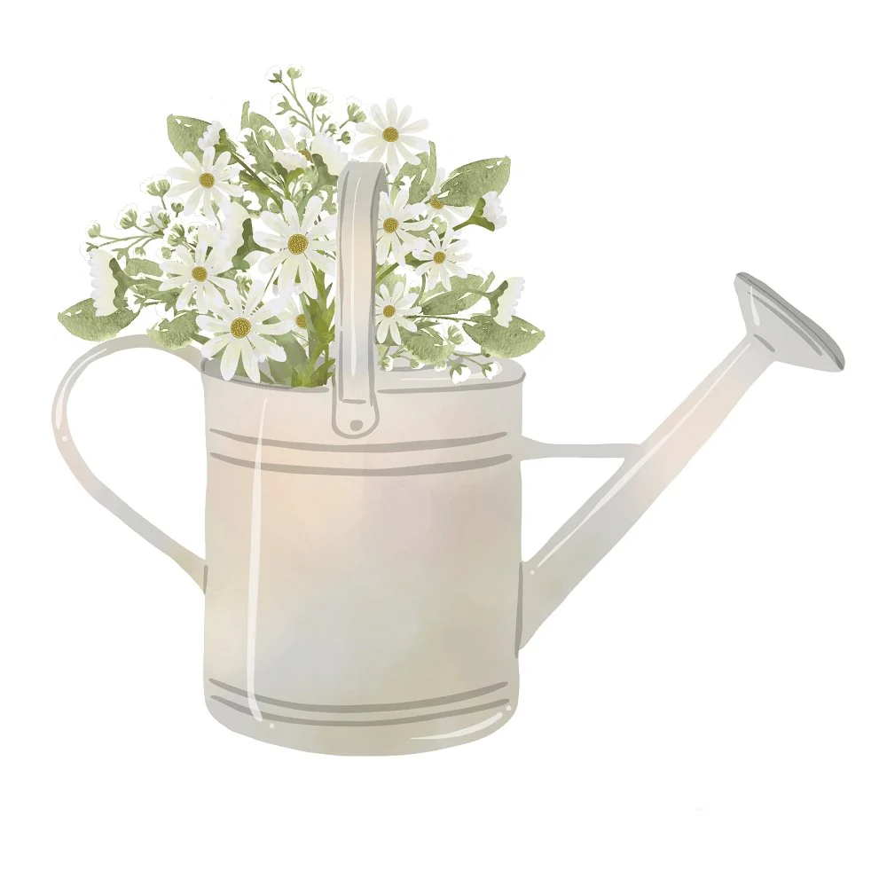 Daisy Watering Can Fabric Panel