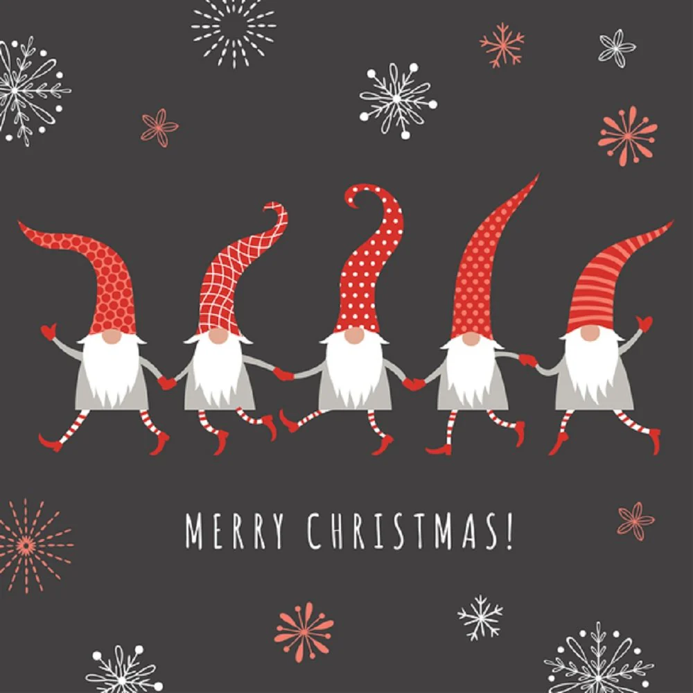 Dancing Gnomes Fabric Panel - Black