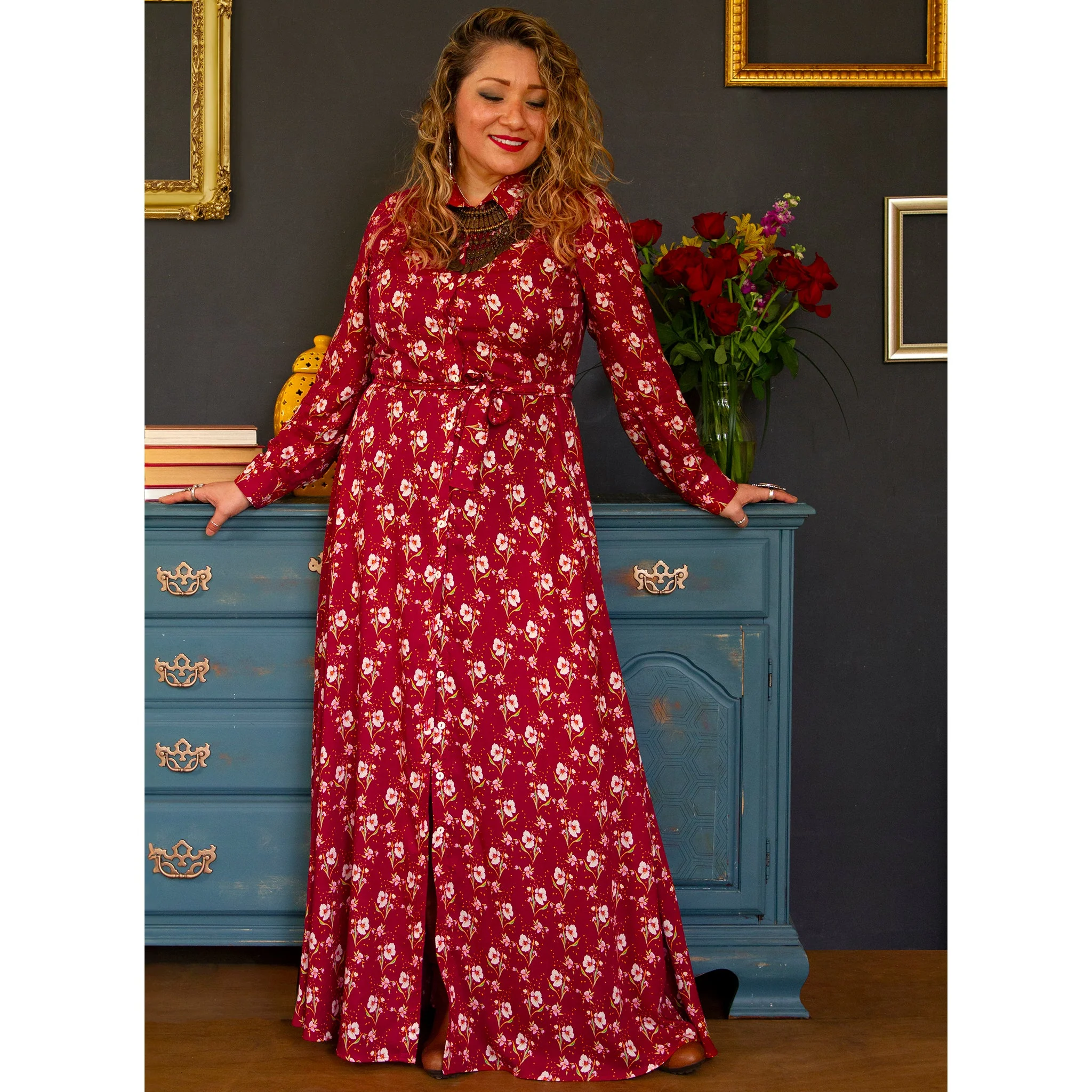 Dancing Grace Rouge Fabric in Rayon - Image 5