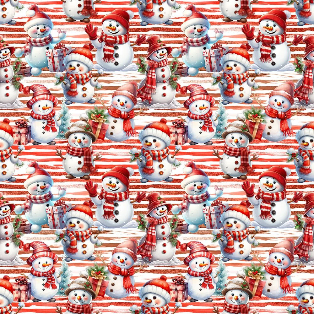 Dancing Snowmen & Presents Fabric