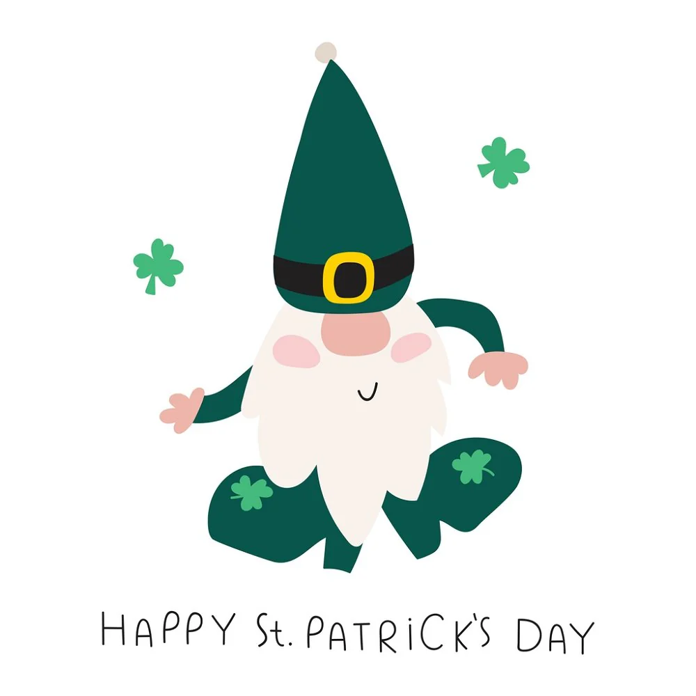 Dancing St. Patrick's Gnome Fabric Panel