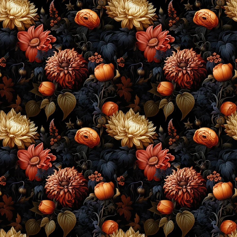 Dark Elegance Floral Fabric