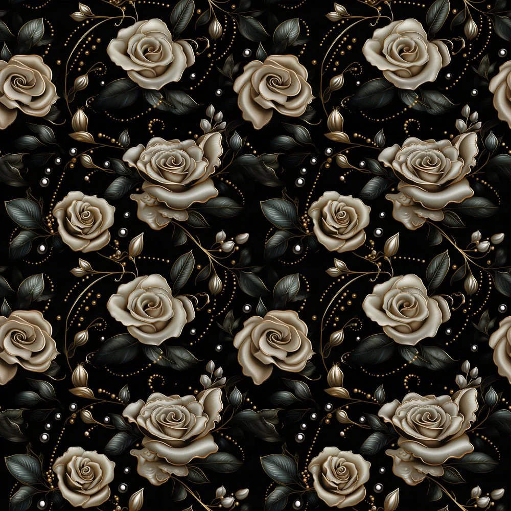 Dark Elegant Roses Fabric