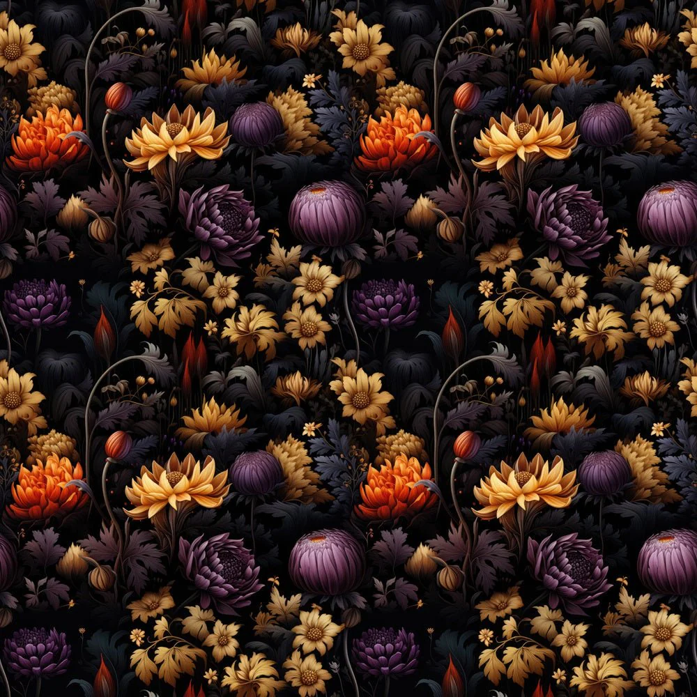Dark Majestic Floral Fabric