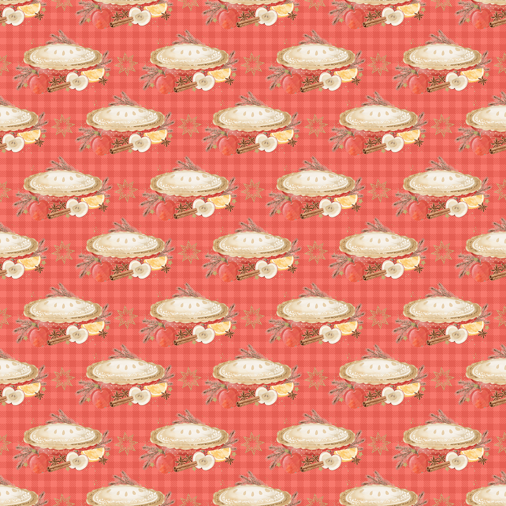 Decorative Apple Pies on Red Plaid Fabric