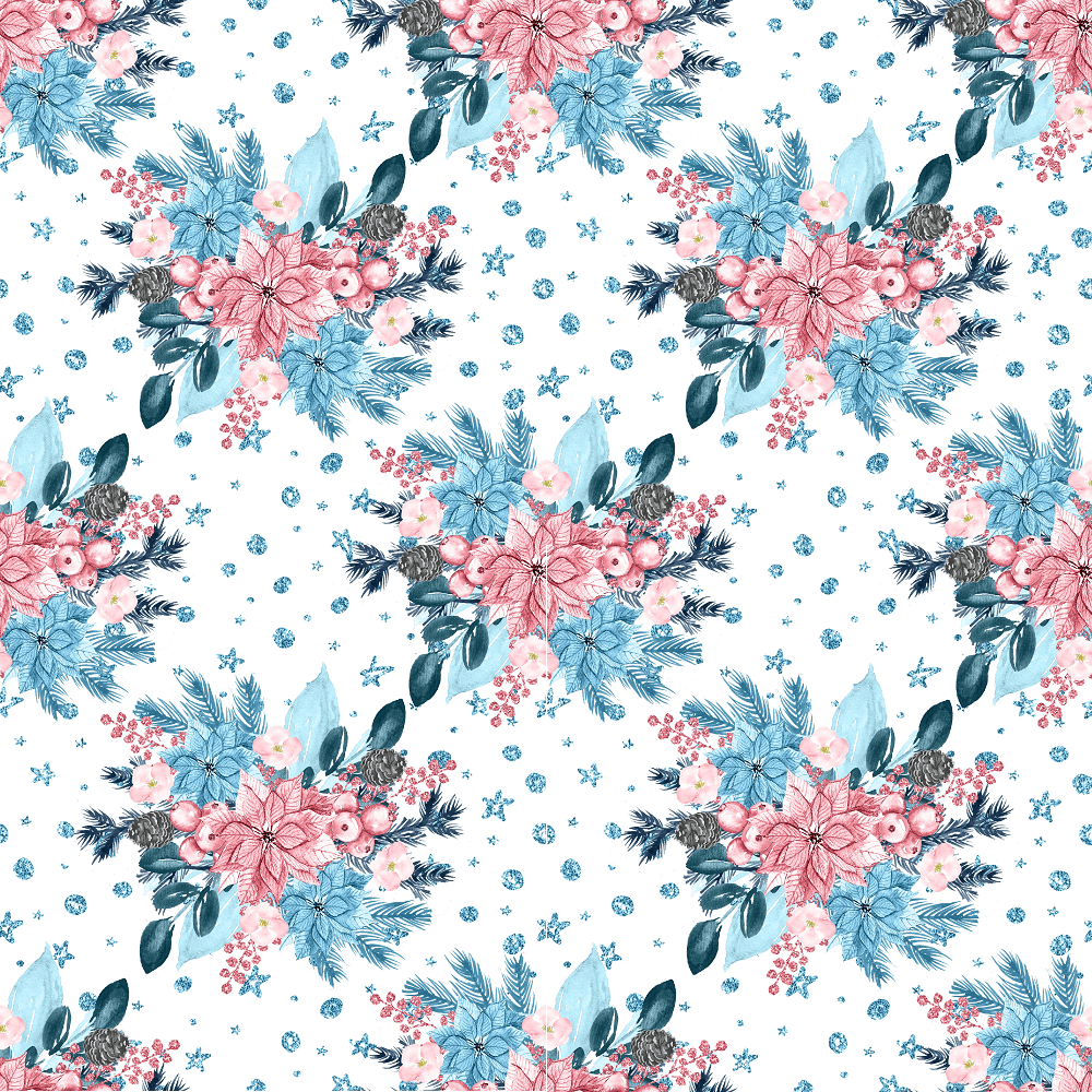 Decorative Christmas Bouquet Fabric - White