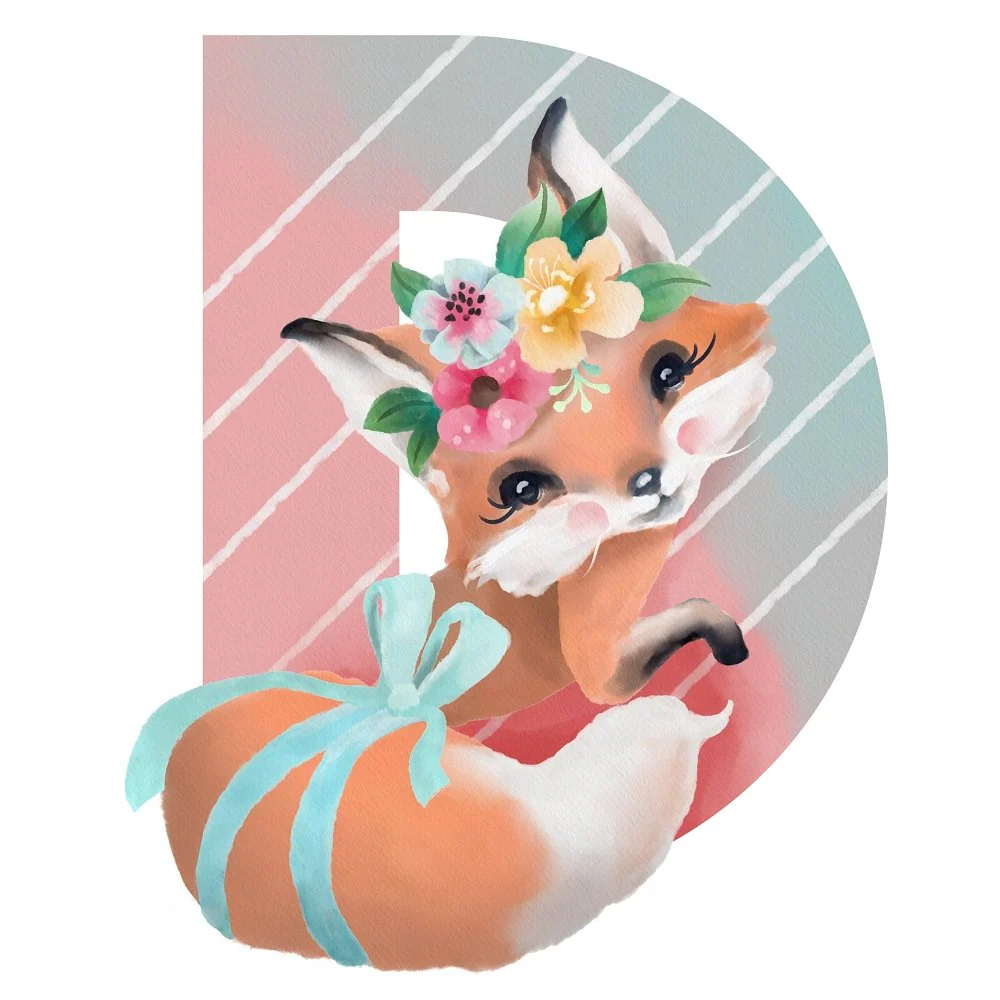 Decorative Fox "D" Fabric Panel