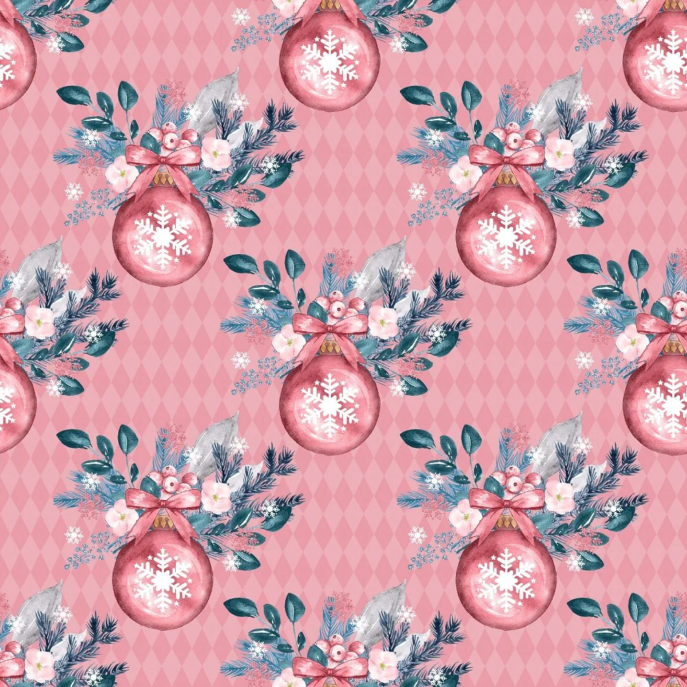 Decorative Ornaments on Diamond Fabric - Pink