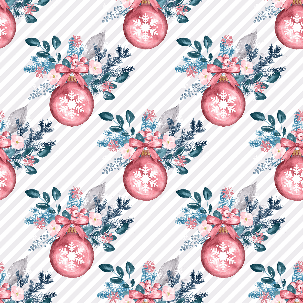 Decorative Ornaments on Striped Fabric - Grey