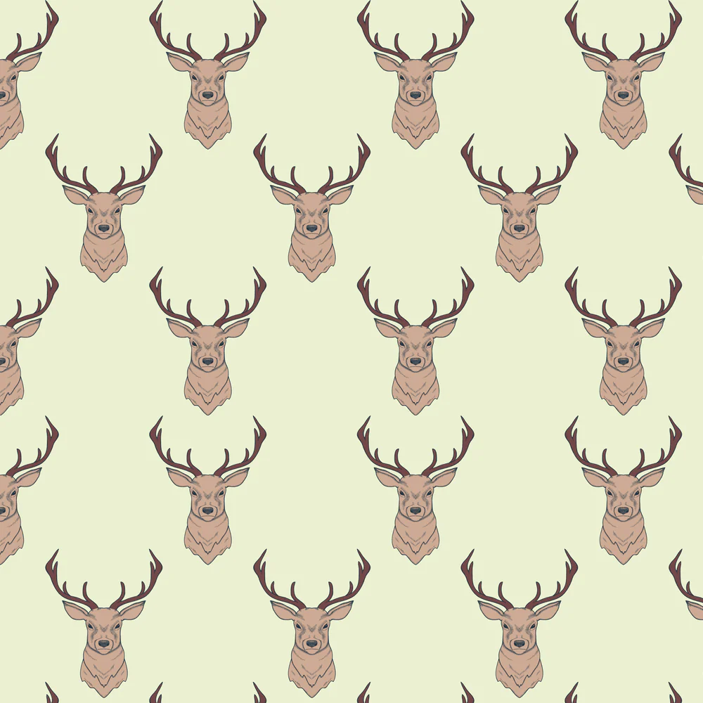 Deer Head Allover Fabric