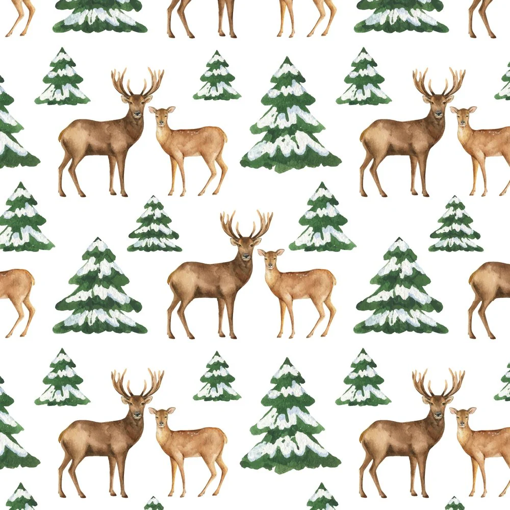 Deer In The Forest Fabric - Multi