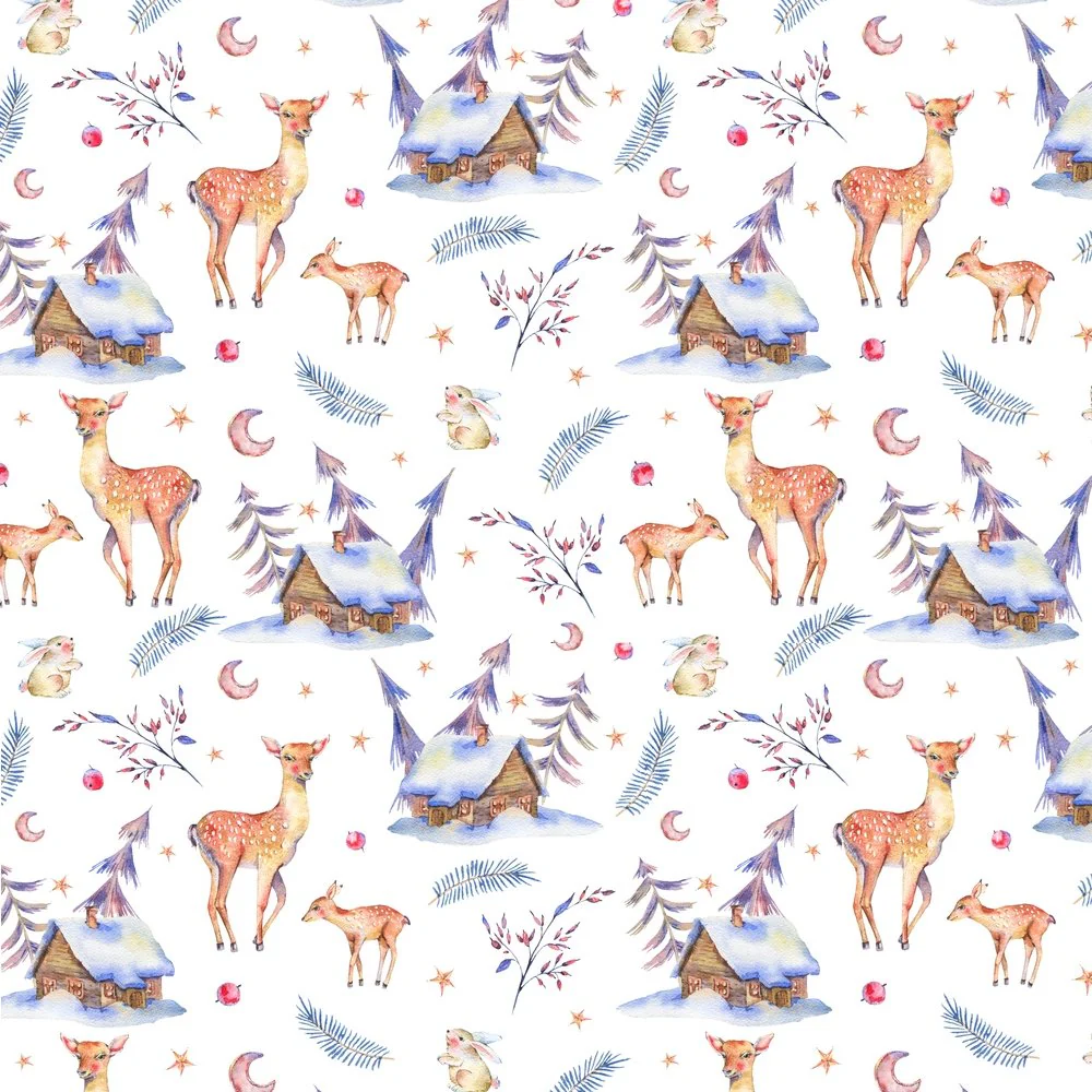 Deer Strolling Through The Magical Forest Fabric